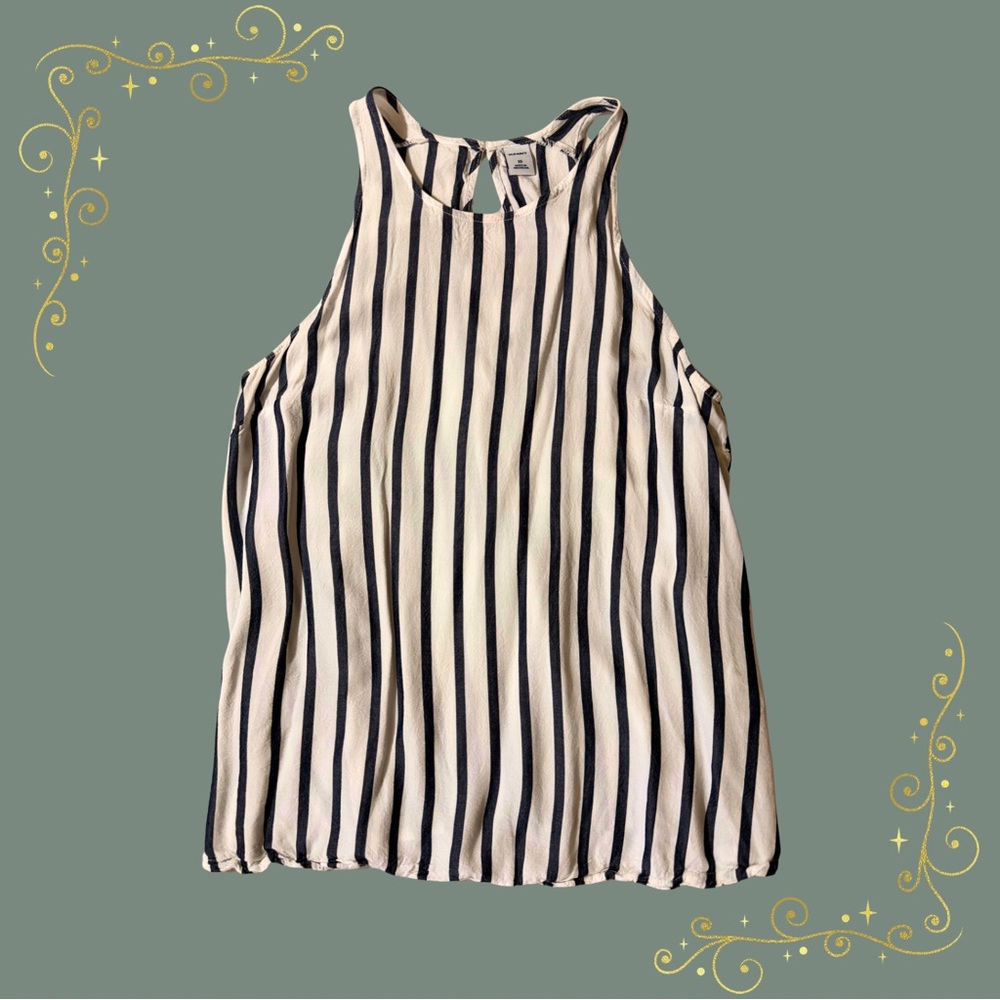 Old Navy Navy and White Striped Tank Top